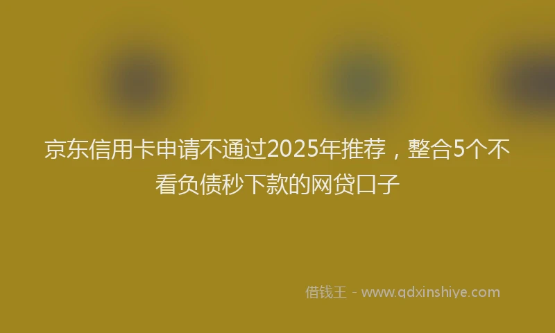 京东信用卡申请不通过2025年推荐，整合5个不看负债秒下款的网贷口子