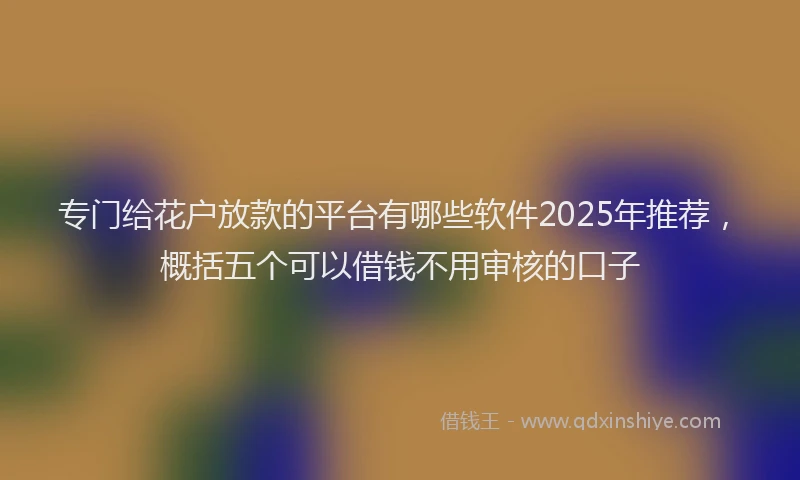 专门给花户放款的平台有哪些软件2025年推荐，概括五个可以借钱不用审核的口子