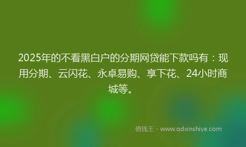 2025年的不看黑白户的分期网贷能下款吗有：现用分期、云闪花、永卓易购、享下花、24小时商城等。