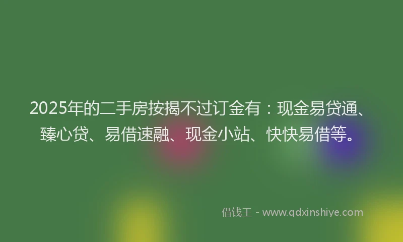2025年的二手房按揭不过订金有：现金易贷通、臻心贷、易借速融、现金小站、快快易借等。