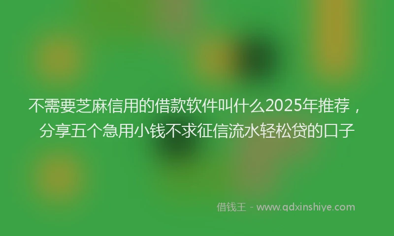 不需要芝麻信用的借款软件叫什么2025年推荐，分享五个急用小钱不求征信流水轻松贷的口子