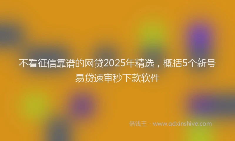不看征信靠谱的网贷2025年精选，概括5个新号易贷速审秒下款软件