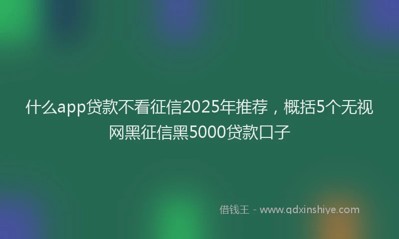 什么app贷款不看征信2025年推荐，概括5个无视网黑征信黑5000贷款口子