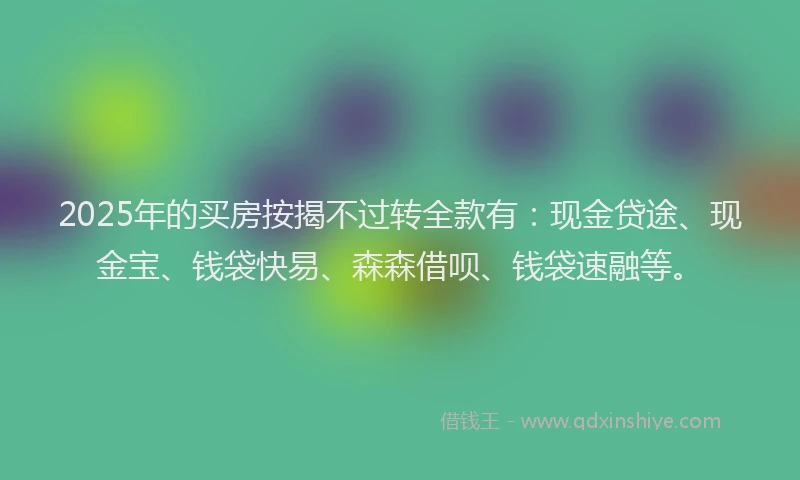 2025年的买房按揭不过转全款有：现金贷途、现金宝、钱袋快易、森森借呗、钱袋速融等。