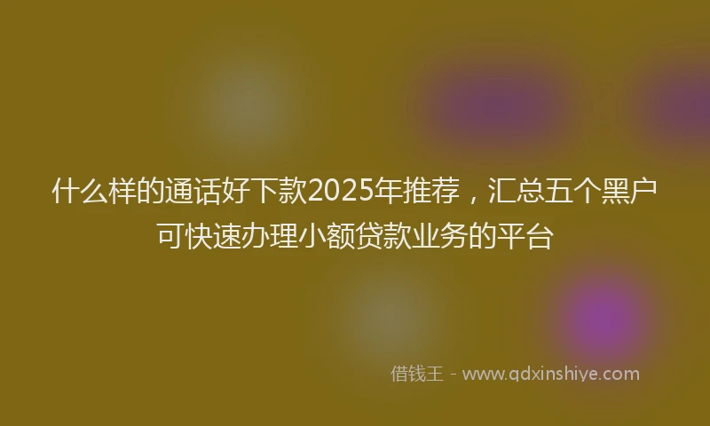 什么样的通话好下款2025年推荐，汇总五个黑户可快速办理小额贷款业务的平台