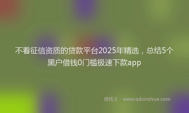 不看征信资质的贷款平台2025年精选，总结5个黑户借钱0门槛极速下款app