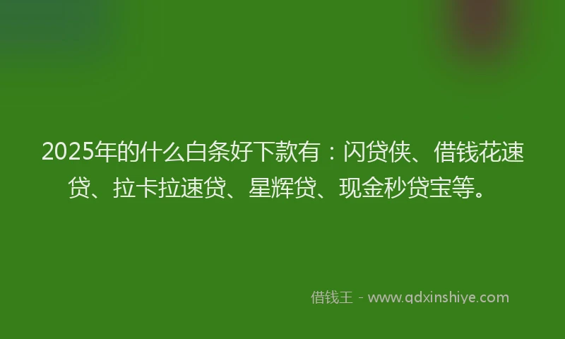 2025年的什么白条好下款有：闪贷侠、借钱花速贷、拉卡拉速贷、星辉贷、现金秒贷宝等。