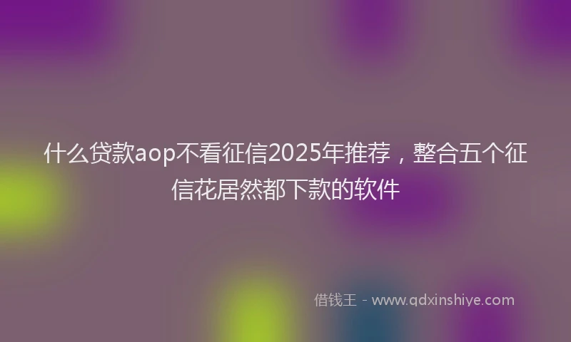 什么贷款aop不看征信2025年推荐，整合五个征信花居然都下款的软件