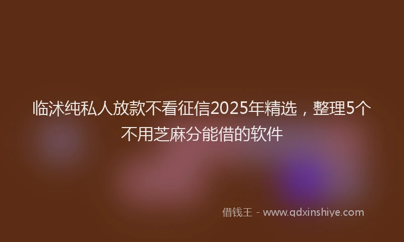 临沭纯私人放款不看征信2025年精选，整理5个不用芝麻分能借的软件