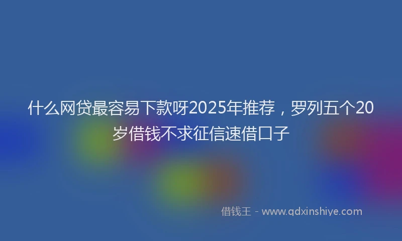 什么网贷最容易下款呀2025年推荐，罗列五个20岁借钱不求征信速借口子