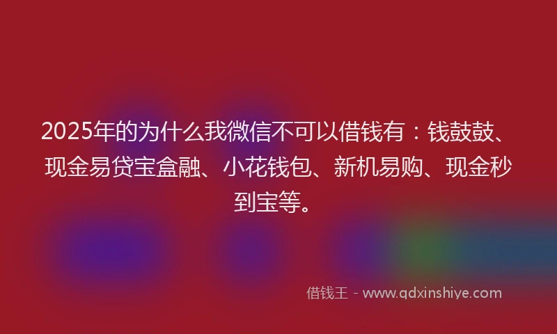 2025年的为什么我微信不可以借钱有：钱鼓鼓、现金易贷宝盒融、小花钱包、新机易购、现金秒到宝等。