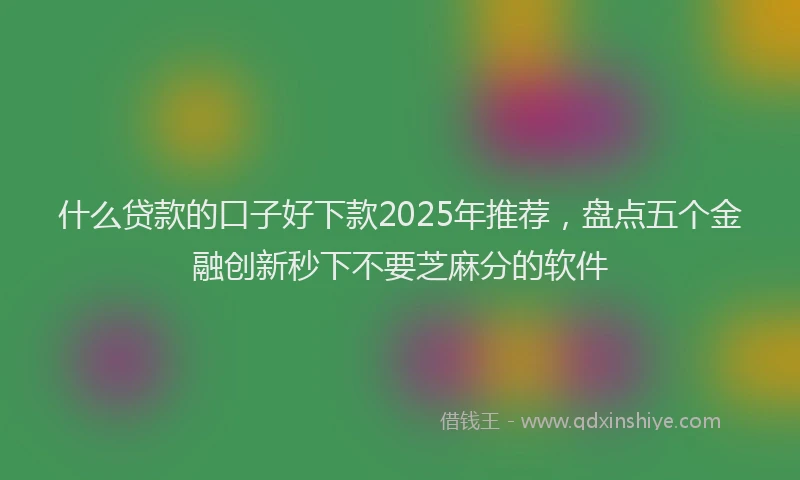 什么贷款的口子好下款2025年推荐，盘点五个金融创新秒下不要芝麻分的软件