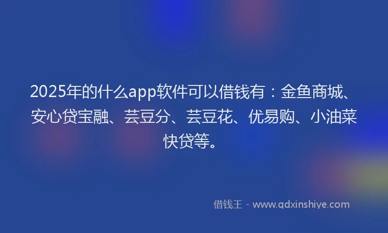 2025年的什么app软件可以借钱有：金鱼商城、安心贷宝融、芸豆分、芸豆花、优易购、小油菜快贷等。