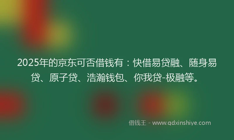 2025年的京东可否借钱有：快借易贷融、随身易贷、原子贷、浩瀚钱包、你我贷-极融等。