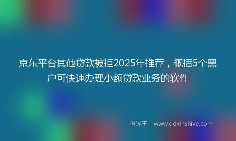 京东平台其他贷款被拒2025年推荐，概括5个黑户可快速办理小额贷款业务的软件
