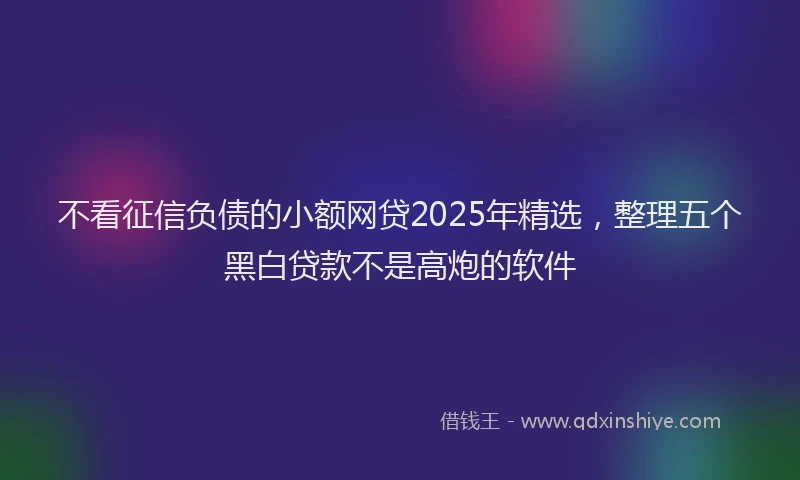 不看征信负债的小额网贷2025年精选，整理五个黑白贷款不是高炮的软件