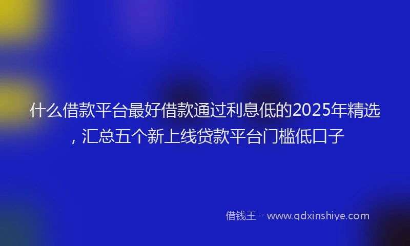 什么借款平台最好借款通过利息低的2025年精选，汇总五个新上线贷款平台门槛低口子