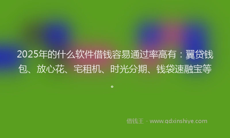 2025年的什么软件借钱容易通过率高有：翼贷钱包、放心花、宅租机、时光分期、钱袋速融宝等。