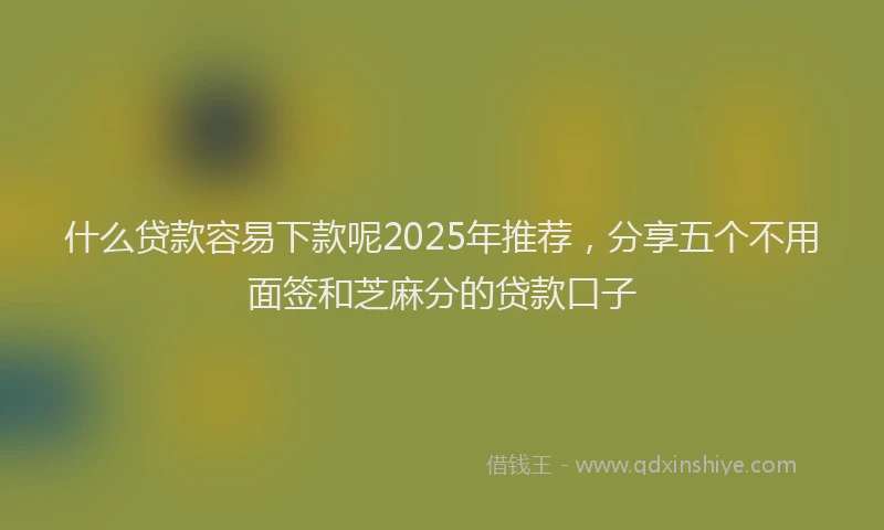 什么贷款容易下款呢2025年推荐，分享五个不用面签和芝麻分的贷款口子