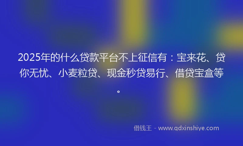 2025年的什么贷款平台不上征信有：宝来花、贷你无忧、小麦粒贷、现金秒贷易行、借贷宝盒等。