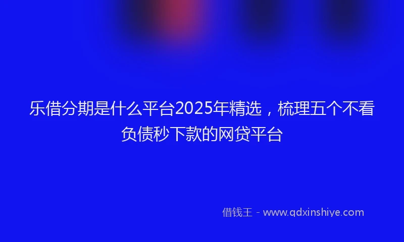 乐借分期是什么平台2025年精选，梳理五个不看负债秒下款的网贷平台