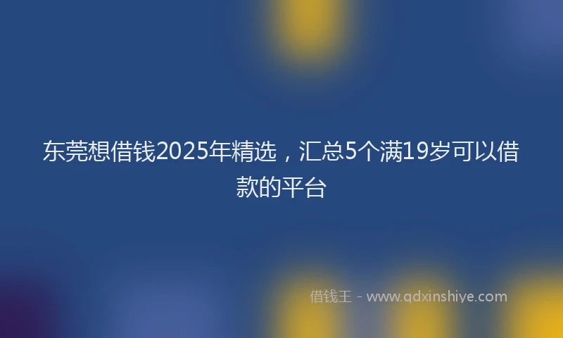 东莞想借钱2025年精选，汇总5个满19岁可以借款的平台