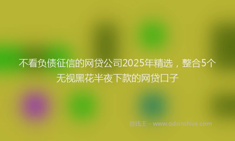 不看负债征信的网贷公司2025年精选，整合5个无视黑花半夜下款的网贷口子