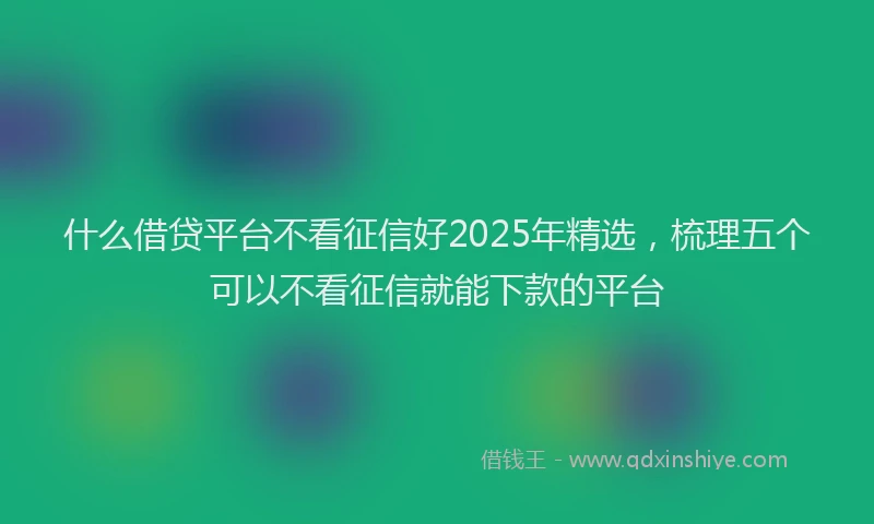 什么借贷平台不看征信好2025年精选，梳理五个可以不看征信就能下款的平台