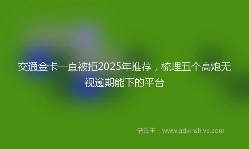 交通金卡一直被拒2025年推荐，梳理五个高炮无视逾期能下的平台