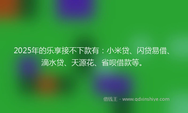 2025年的乐享接不下款有：小米贷、闪贷易借、滴水贷、天源花、省呗借款等。