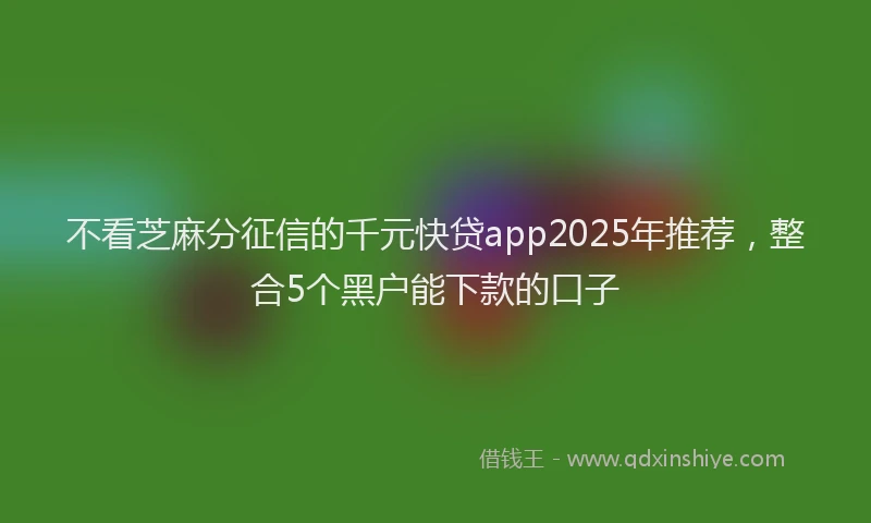 不看芝麻分征信的千元快贷app2025年推荐，整合5个黑户能下款的口子