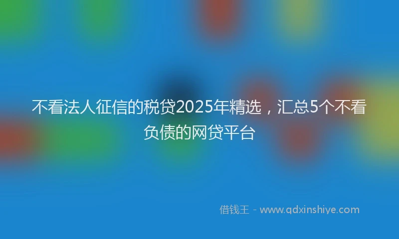 不看法人征信的税贷2025年精选，汇总5个不看负债的网贷平台