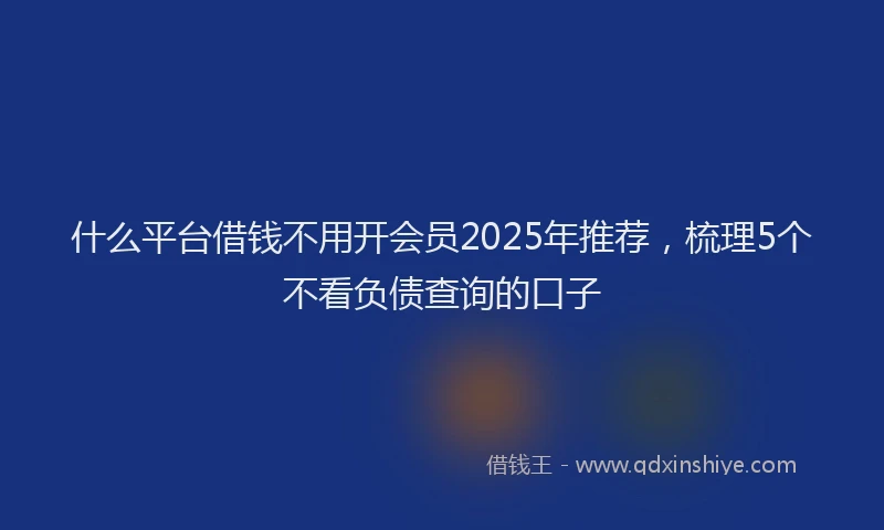 什么平台借钱不用开会员2025年推荐，梳理5个不看负债查询的口子