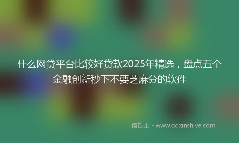 什么网贷平台比较好贷款2025年精选，盘点五个金融创新秒下不要芝麻分的软件