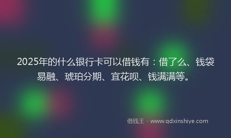 2025年的什么银行卡可以借钱有：借了么、钱袋易融、琥珀分期、宜花呗、钱满满等。