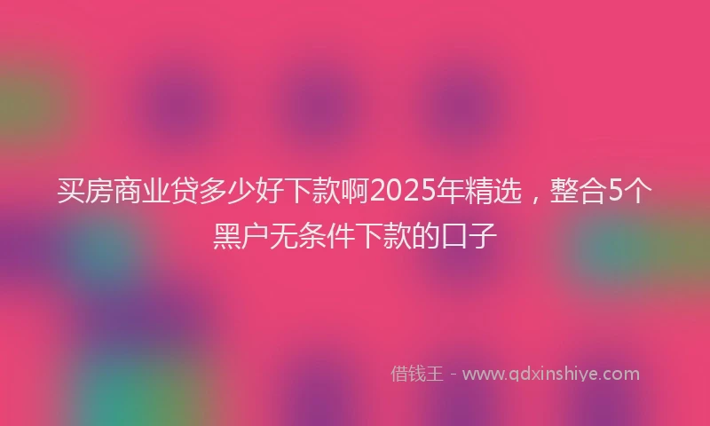 买房商业贷多少好下款啊2025年精选，整合5个黑户无条件下款的口子