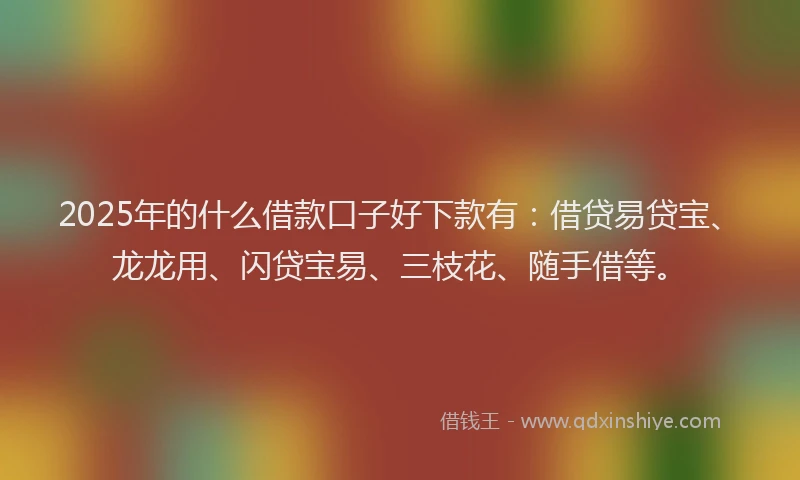 2025年的什么借款口子好下款有：借贷易贷宝、龙龙用、闪贷宝易、三枝花、随手借等。