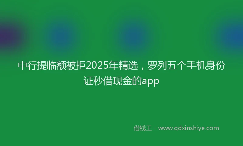 中行提临额被拒2025年精选，罗列五个手机身份证秒借现金的app