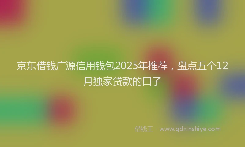 京东借钱广源信用钱包2025年推荐，盘点五个12月独家贷款的口子