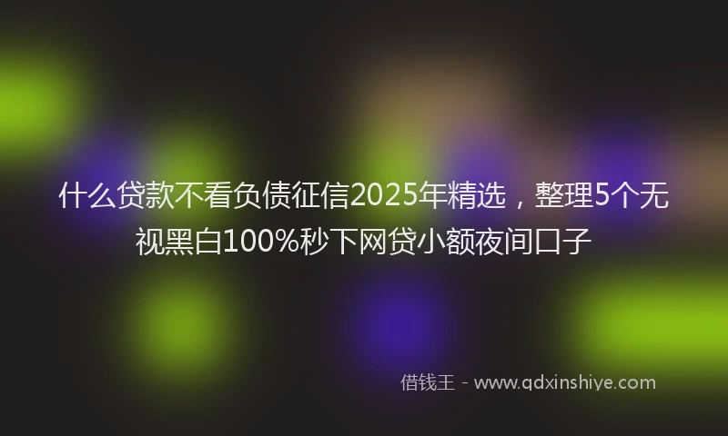 什么贷款不看负债征信2025年精选，整理5个无视黑白100%秒下网贷小额夜间口子