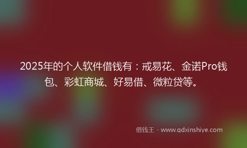 2025年的个人软件借钱有：戒易花、金诺Pro钱包、彩虹商城、好易借、微粒贷等。