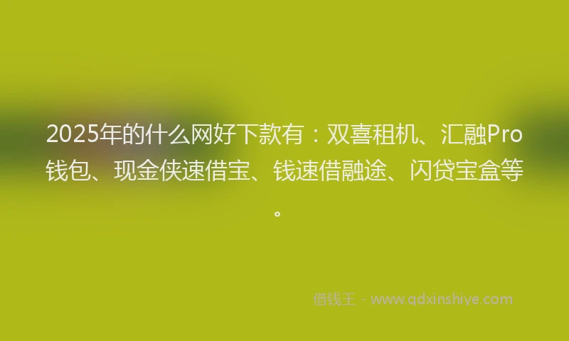 2025年的什么网好下款有：双喜租机、汇融Pro钱包、现金侠速借宝、钱速借融途、闪贷宝盒等。