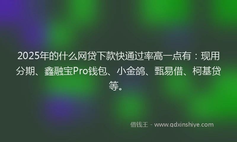 2025年的什么网贷下款快通过率高一点有：现用分期、鑫融宝Pro钱包、小金鸽、甄易借、柯基贷等。