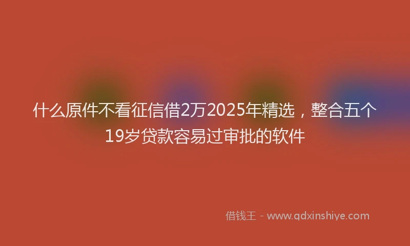 什么原件不看征信借2万2025年精选，整合五个19岁贷款容易过审批的软件