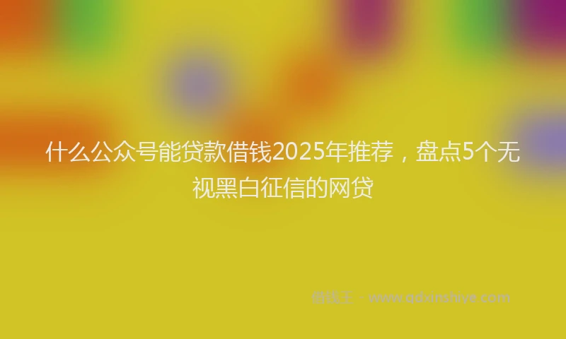 什么公众号能贷款借钱2025年推荐，盘点5个无视黑白征信的网贷