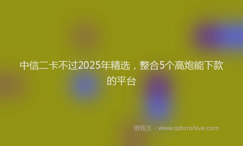 中信二卡不过2025年精选，整合5个高炮能下款的平台