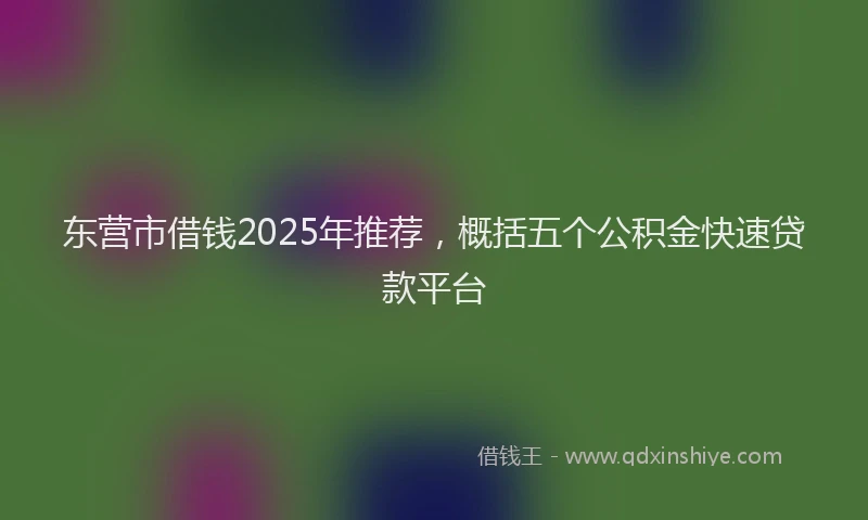 东营市借钱2025年推荐，概括五个公积金快速贷款平台