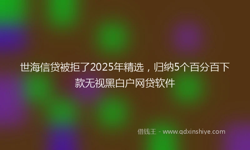 世海信贷被拒了2025年精选，归纳5个百分百下款无视黑白户网贷软件