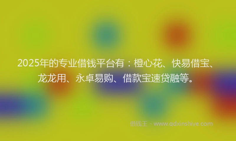 2025年的专业借钱平台有：橙心花、快易借宝、龙龙用、永卓易购、借款宝速贷融等。
