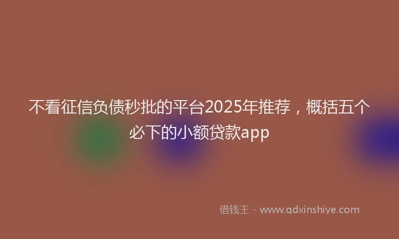 不看征信负债秒批的平台2025年推荐，概括五个必下的小额贷款app